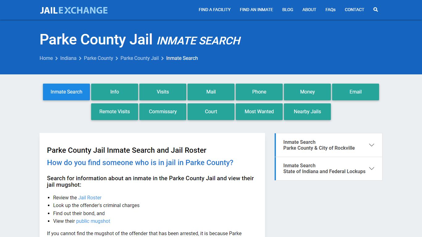 Inmate Search: Roster & Mugshots - Parke County Jail, IN